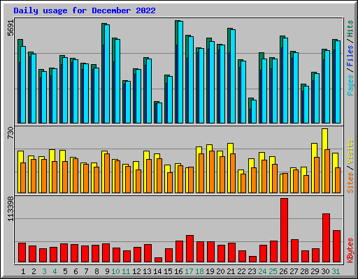 Daily usage for December 2022