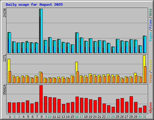 Daily usage for August 2025