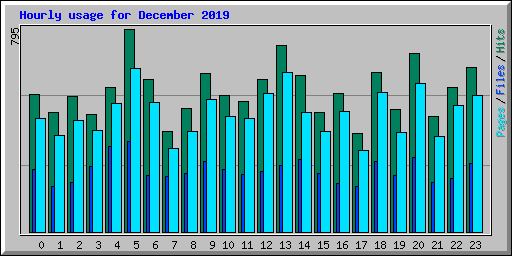 Hourly usage for December 2019